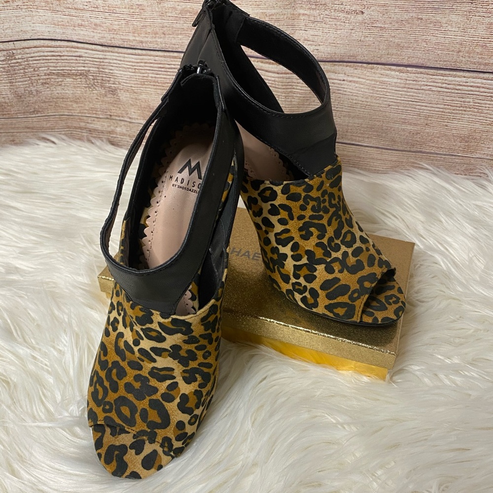 Madison heels size 6.5 leopard print and black
